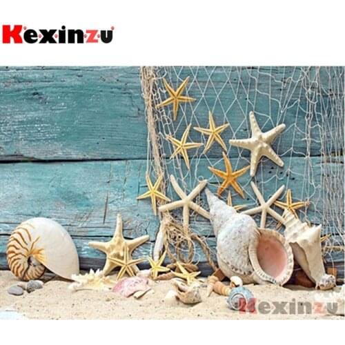 Kexinzu 5D DIY Full Square/Round Diamond Painting"Ship conch"3D Embroidery Cross Stitch handcraft work Home Decor @X00088