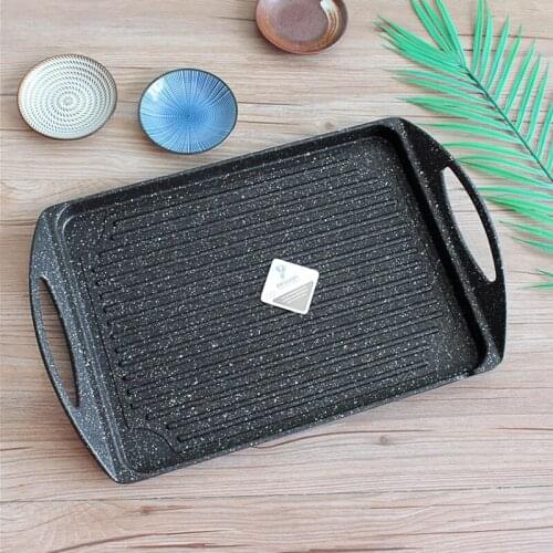 Korean barbecue plate household electromagnetic oven baking non stick iron dish open fire griddle tray bakeware cooking pan