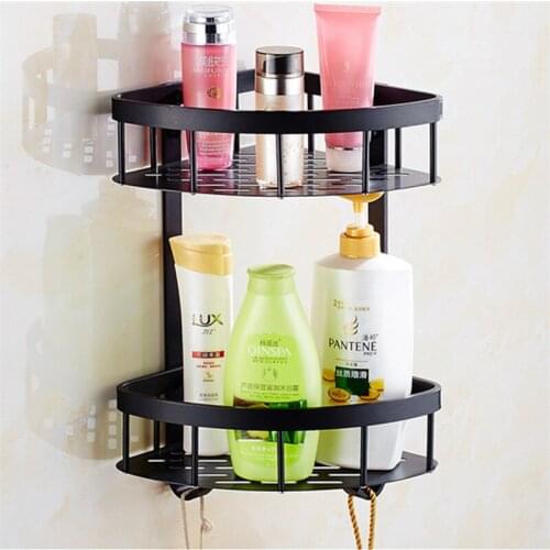 Space Aluminum Bathroom Shelves black Shower Shampoo Soap Cosmetic Shelves Bathroom Accessories Storage Organizer Rack Holder