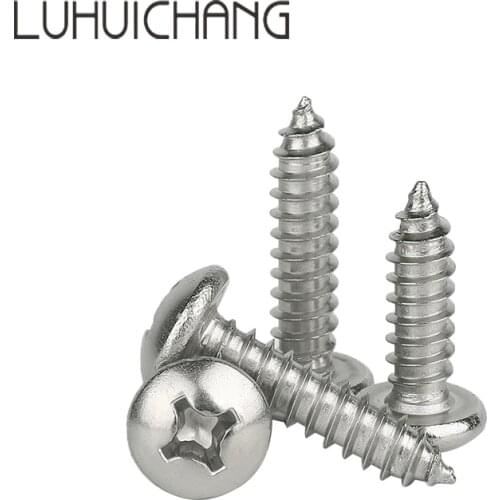 Luhuichang Cross Recessed Button Pan Head Small Screws 304 Stainless Steel Round Head Screw Self-tapping Screw