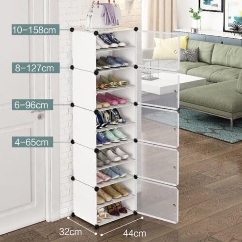 Multilayer Shoe Rack Space Shoes Boots Organizer Closet DIY Assembled Module Shoe Cabinet with Door Furniture Shoe Storage