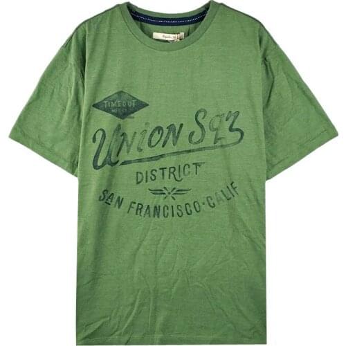 Mens Vintage Print Green T Shirt Size XL (Short)