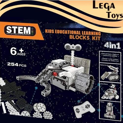 DIY 4-in-1 Space Robot Exploration Set remote control Blocks Construction Robotic Vechicle Motorized STEM educational model kit