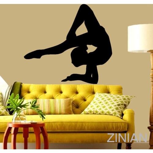 Gymnastics Pose Wall Stickers for Girls Room Gymnast Decal Vinyl Sticker Yoga Studio Gym Decor Bedroom Removable Poster Z505