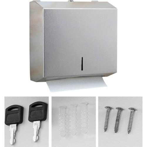 K1KA Wall-Mounted Paper Towel Dispenser Stainless Steel Kitchen Tissue Box with Lock