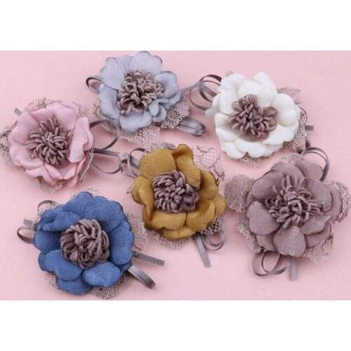 Newest Floral Patch Stikers 10pcs handmade chiffon fabric hair jewelry bow center ornament accessories girl clip decoration 60mm