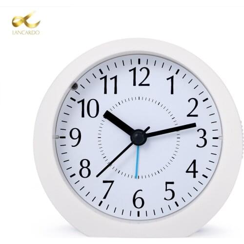 LANCARDO 2021 New Round Silent Alarm Clock Gentle Wake Beep Sounds Battery Operated Snooze and Light Functions Clocks