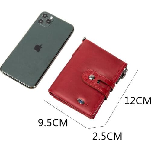 Smart Genuine Leather women Wallet Coin Purse Small Mini Card Holder Chain Anti-lost High Quality lady wallets luxury brand