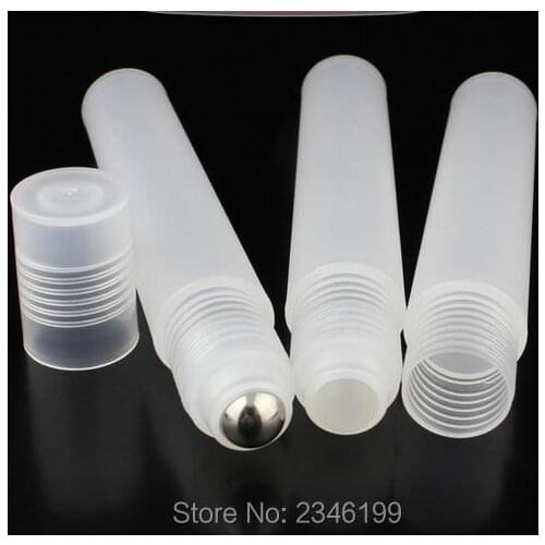 15ML Frost Plastic Roll on Bottle with Glass Bead Metal Steel Roller Eye Cream Bottle Cosmetics Sample Packaging 30Pieces
