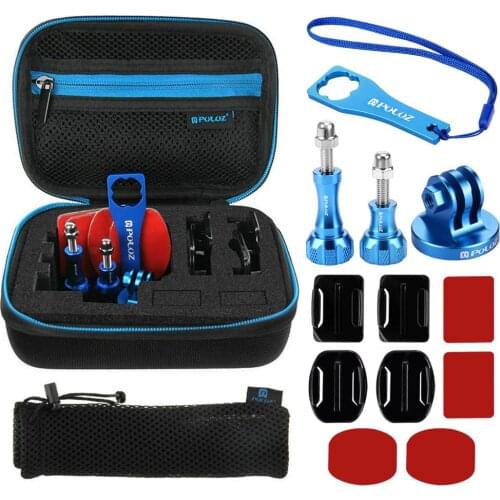 PULUZ for Go Pro Accessories 13 in 1 CNC Metal Combo Kit with EVA Case for GoPro HERO4 Session 4 3+ 3 2 1 Screws Mounts stocker