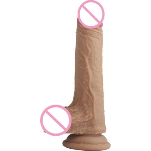 Real feeling Liquid Silicone Dual Layer Realistic Vibrator Dildo for Female Lesbian Dual Penis