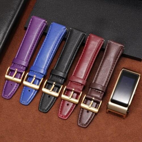 Huawei B5 Sports Smart Bracelet Leather Strap 18mm Business Mocha Brown Leather Replacement Watch Chain Pin Buckle Accessories