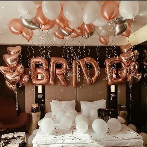 Rose Gold Bride To Be Balloon Wedding Decorations Bride Letters Foil Balloon Hen Party Favors Bachelorette Party Decor Supplies