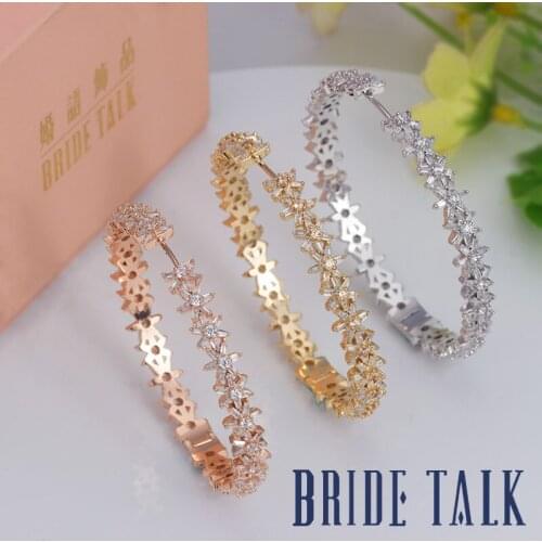 Bride Talk New Arrivals Women Fashion Earrings Round Shape Cubic Zirconia Luxury Trendy Shiny Bridal Earring Jewelry For Wedding