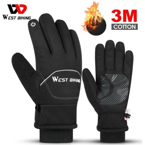 WEST BIKING Thicken Winter Cycling Gloves Outdoor Sports Thermal Bicycle Gloves Men Women Motorcycle Fishing Hiking Warm Gloves