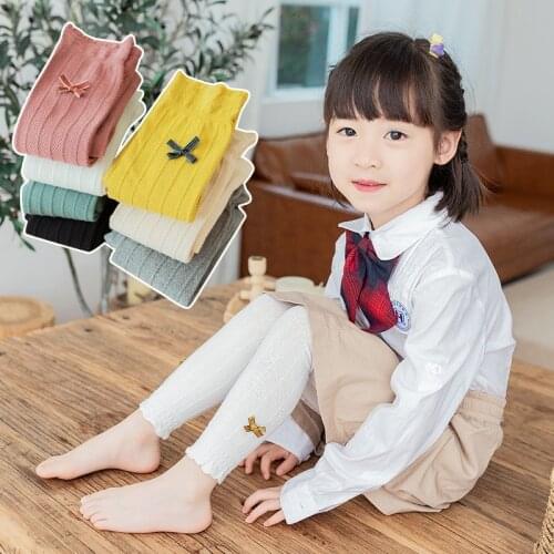 Spring Autumn Baby Tights Hot Baby Toddler Kid Girl Ribbed Bow-knot Stockings Cotton Warm Pantyhose Solid Color Tight 1-12Y