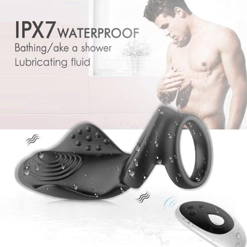 Remote Control Vibrating Penis Massager Ring Sex Toys For Men Scrotum Massager Male Chastity Cage Man Testicle Bondage Vibrators