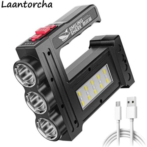 High power led flashlights 5 Switch Mode USB Rechargeable Powerful flashlight With Side Light Camping Ultra Bright torch Light