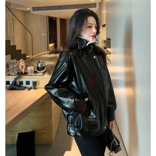 WEIHAOBANG Womens Winter Leather Jackets