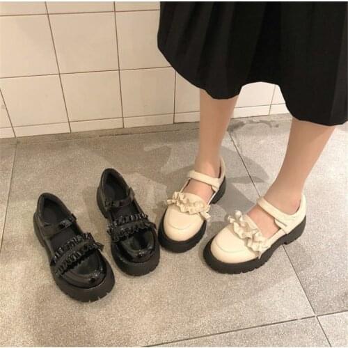 Japanese College Students Girls Round Toe Buckle Straps Shoes Lolita JK Commuter Uniform PU Leather Shoes D635