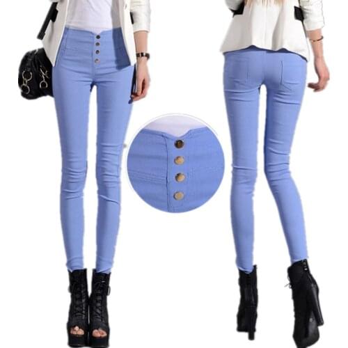 Womens Candy Pants Pencil Trousers High Waist Slim Stretch Pants Plus Size 4Xl Black Trousers skinny summer capri pants ladies