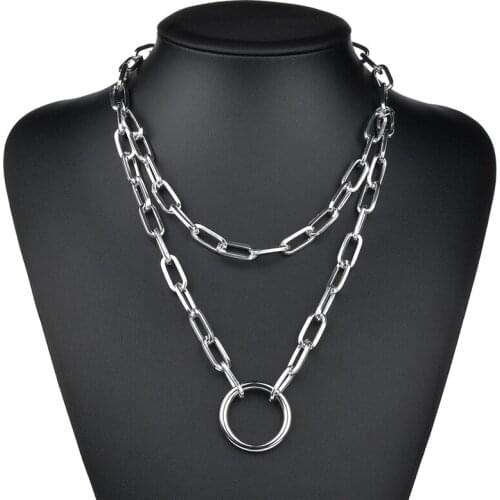2020 punk rock circle Shape Chain Presents&Necklace For women Stainless Steel Necklaces Statement Bijoux Femme Necklace SE200019