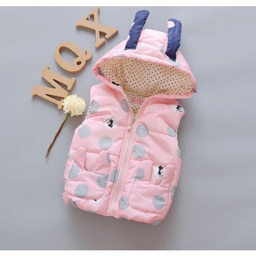 Newborn Baby Girl Cartoon Hooded Vest Thick Cotton Clothes Autumn Winter Warm Childrens Clothing Toddler Girls Waistcoat 0-3T