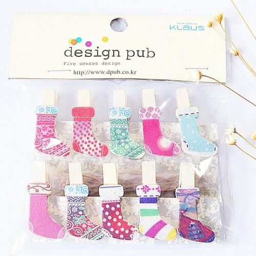 100pcs Christmas Wooden Clip Cute Cartoon Santa Bootes Clip Creative Hemp Rope Diy Photo Wall Decrative Clip Office Paper Magnet