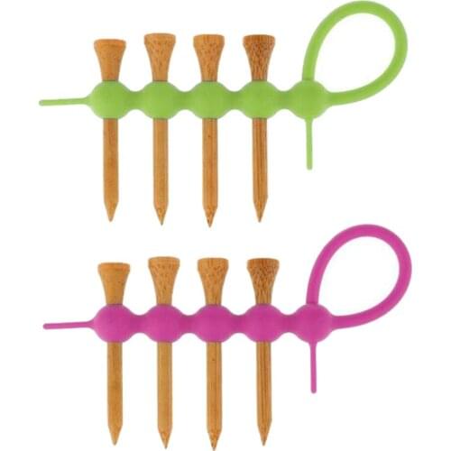 2 Pieces Portable Mini Golf Tee Holder Carrier & 8 Pieces 55mm Wood Golf Tees Set Golf Accessories