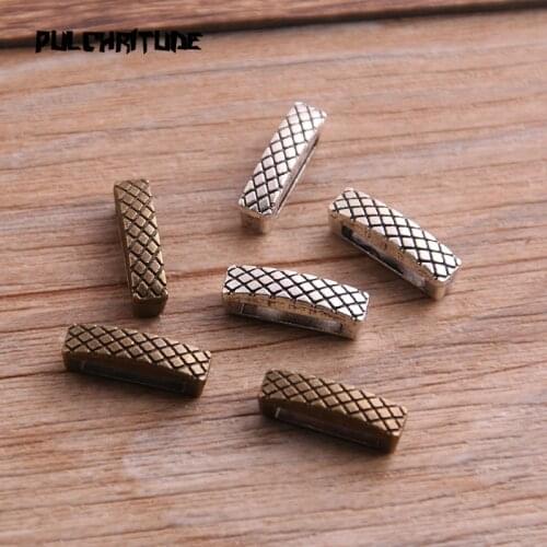 20Pcs Two Color Slider Spacer Beads Carved Flower Hole 10*2.5mm Leather DIY Bracelet Making Accessorie P6746