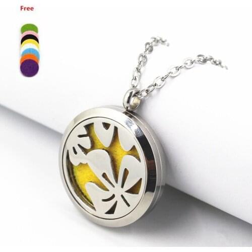 30mm Stainless Steel Aromatherapy Twist Lockets Pendant Necklace Flower Perfume Essentil Oil Diffuser Chain Necklace Jewelry