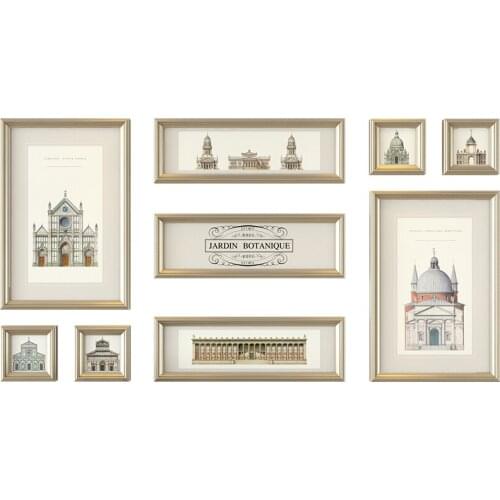 9pcs/set Vintage Style Wall Hanging Artworks Frames Set Huge Wooden Photo Frames Family Wedding Picture Frames Porta Retrato 5