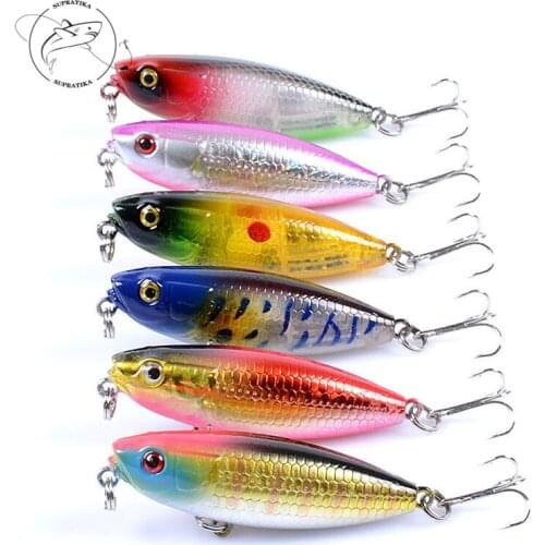 ABS Plastic Hrad Bait 3D Eyes 8 # Artificial Floating Pencil 6pcs/set 5.9cm/6.9gWith Sharp Hook Wobblers Bionic Bait Waterproof