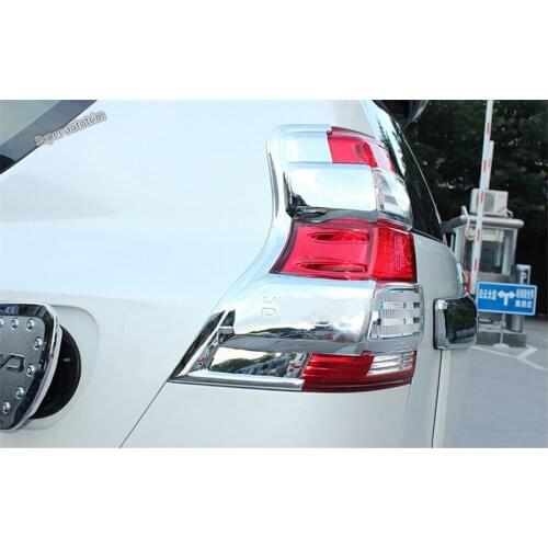 Lapetus Accessories Exterior Chrome Side Rear Tail Trunk Lights Lamps Cover Trim 2 Pcs For Toyota Land Cruiser Prado FJ150 2018