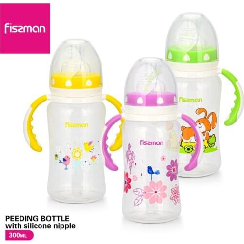 Fissman 300 ml BPA Free Cute Baby Kids Feeding Children Learn Drinking bottle Water Straw Handle Baby Feeding Bottle