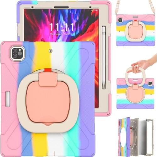 Case for iPad Pro 12.9 4th / 3rd Gen Rugged Case Folding Handle Neck Strap Kickstand Pencil Cover for iPad 12.9 Inch 2020/2018