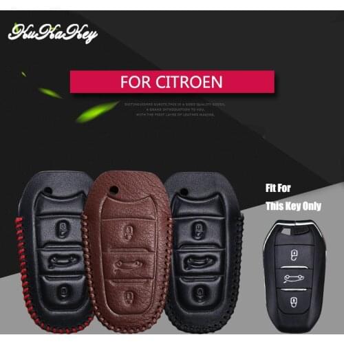 Car Smart Key Shell Key Case Cover For Citroen C3 C5 C4 Xsara Picasso C8 c4L C3-XR Elysee Berlingo Genuine Leather 3 Buttons Key