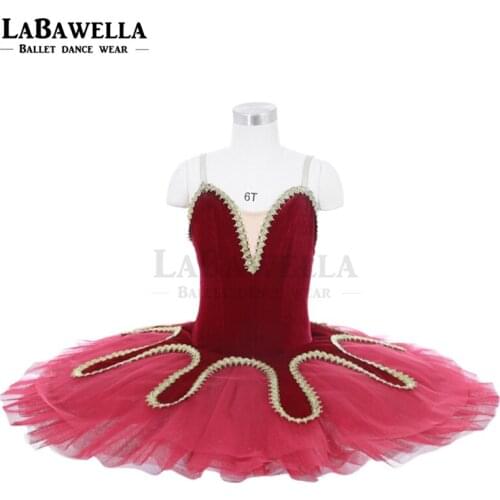 Kids red ballet tutu professional ballet costume women performance ballet tutu pancake JY030