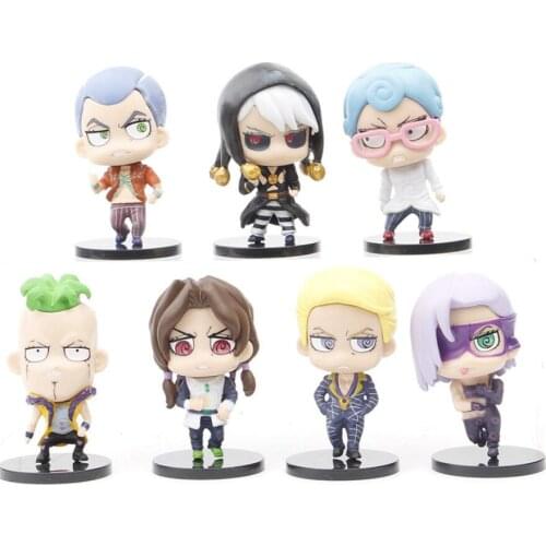 7pcs 8cm PASSIONE Formaggio Prosciutto aniki Melone Risotto Nero Ghiaccio JoJos Bizarre Adventure JoJo action figure toys gift