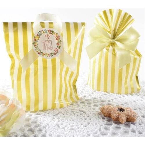 Hot Sale Wholesale 50pcs/lot Pink Gold Packaging Bags Valentines Day Plastic Small Gift Bags Wedding Decoration Gift Bag DT70