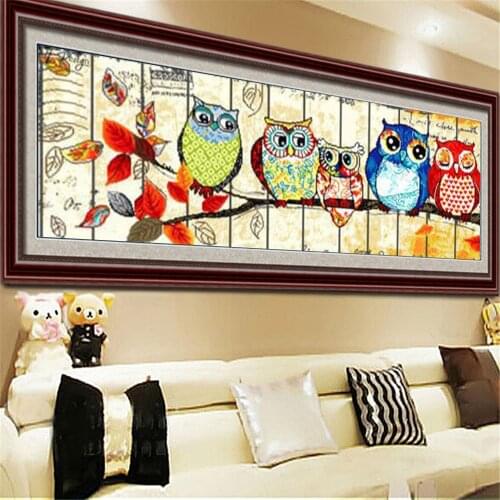 Huacan 5D Diamond Painting Animal Owl Diamond Art Full Drill Square Mosaic Cross Stitch Embroidery Sale Cartoon Home Decor Gift