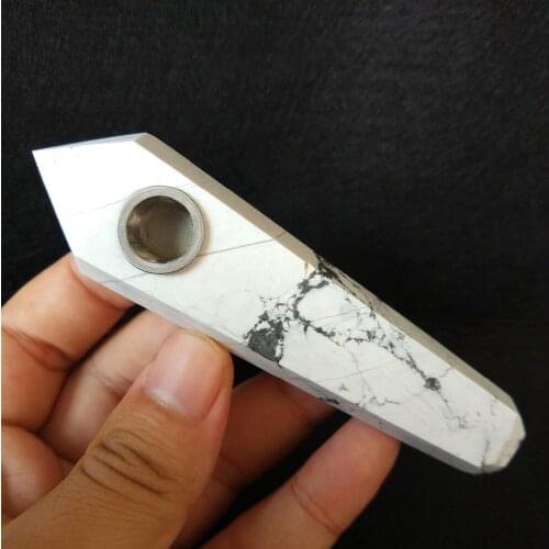 Customized natural crystalwhite Turquoise wand point smoking pipes commercial gift Natural Quartz Amethyst crystal smoking pipe