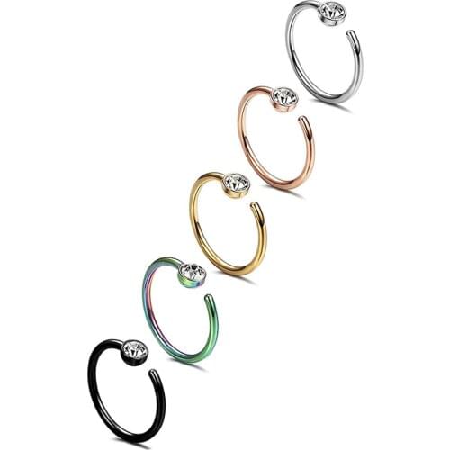 Human Piercing C-shaped Stainless Steel Rhinestone Nose Ring Nose Nail Fake Nose Ring Fashion Jewelry