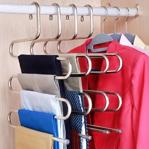 5 layers Iron Multifunction Clothes Hangers S Shape Pants Storage Hangers Clothes Storage Rack Multilayer Storage Cloth Hanger
