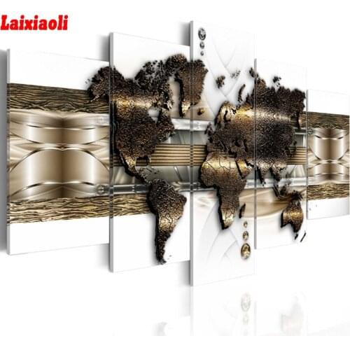 5 pcs "World Map"5D DIY Diamond Painting mosaic Full Square drill Handicraft Cross Stitch Diamond Embroidery picture of pictures