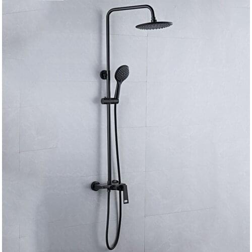 Bathroom Shower Faucet Set Black Paint Shower Head Mixer Tap Rainfall Hand Shower Faucets