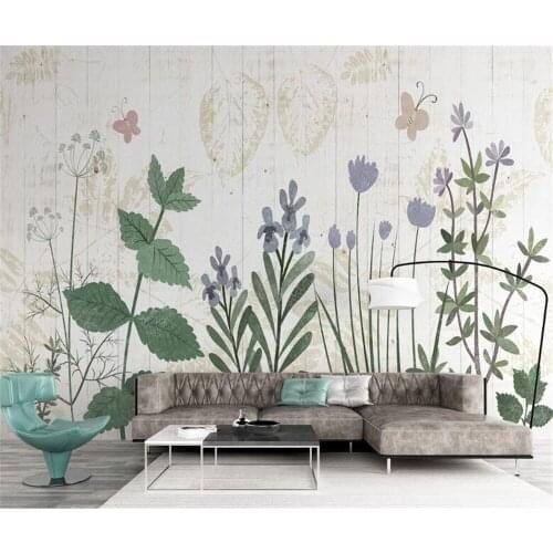 Milofi custom wallpaper mural 3D Nordic hand-painted plants and flowers modern minimalist TV background wall mural