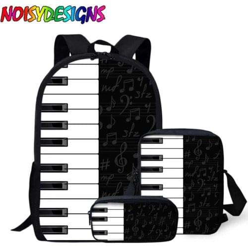 NOISYDESIGNS School Bags for Girls Teenagers Backpack Women Bookbags Piano Keyboard Musical Notes Pattern Teen Schoolbag Custom