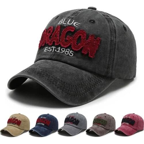 2020 New Cotton Letter Baseball Cap Retro Outdoor Sports Caps Women Bone Gorras Curved Fitted Washed Vintage Dad Hats for Men