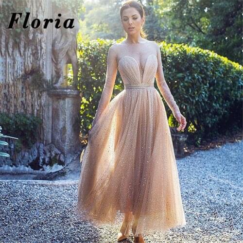 New Arrival Shiny Evening Party Night Gowns Robes Kaftans 2020 Middle East Long Sleeve Formal Celebrity Dresses Prom Dress Dubai